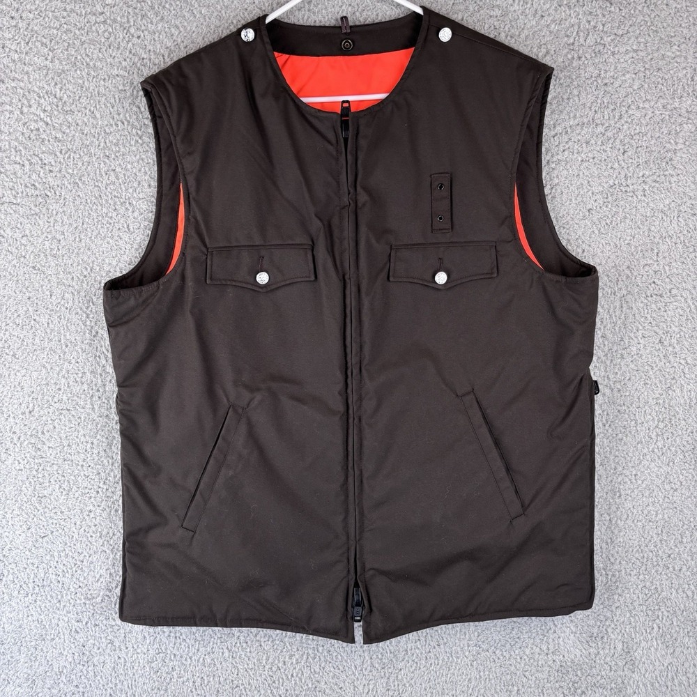 Reversible Insulated Vest Mens XL Brown Safety Orange Zip Sheriff Button Pockets